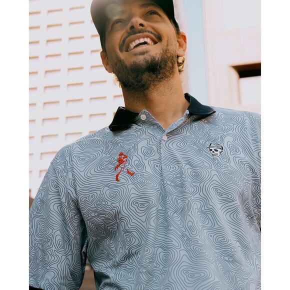 Devereux Golf x Johnnie Walker Topo Blue Polo - Sky Topo - Size L - NEW - Picture 3 of 6